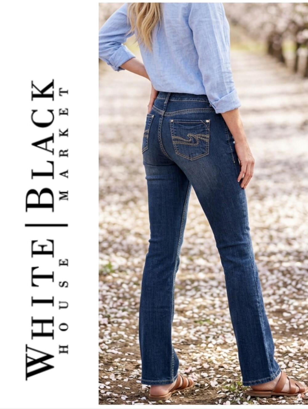 WHBM Distressed Bootcut Jeans